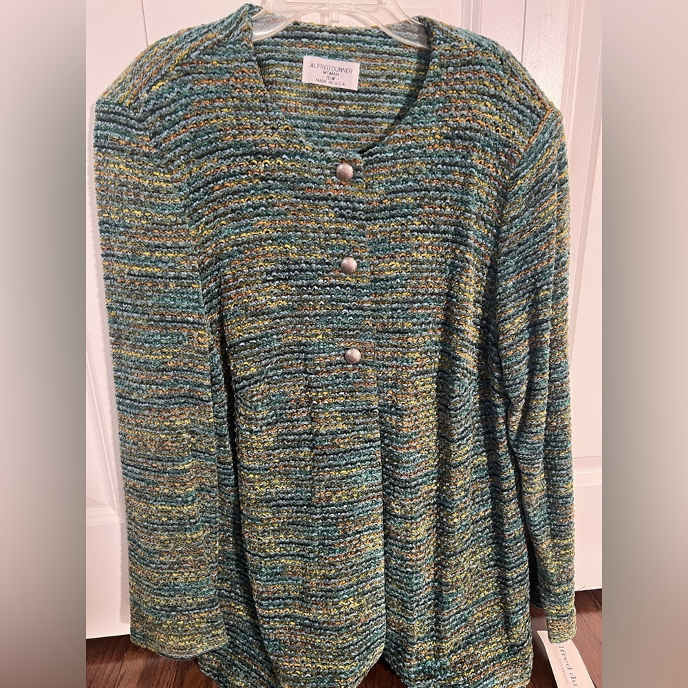 ‼️3/$30‼️Alfred Dunner Green and Yellow Knit Sweater